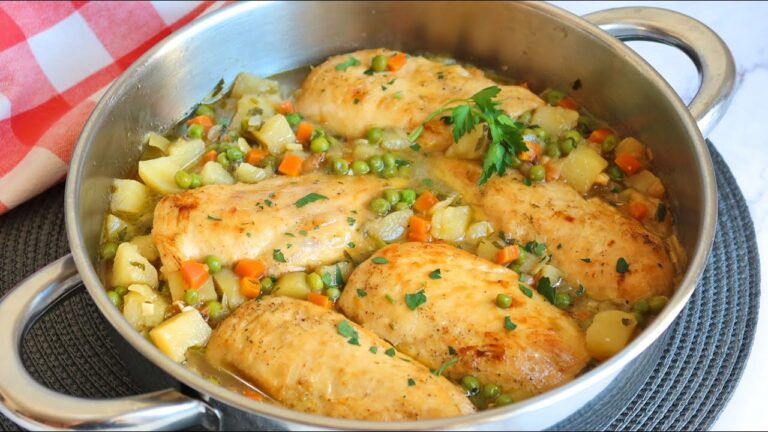 Pollo a la cerveza con verduras