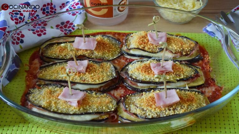 Berenjenas con jam&oacute;n y queso al horno