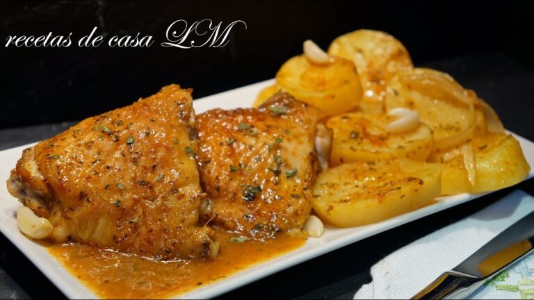 Pollo al vino blanco con patatas
