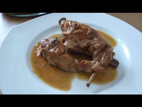 Conejo en salsa en olla rapida