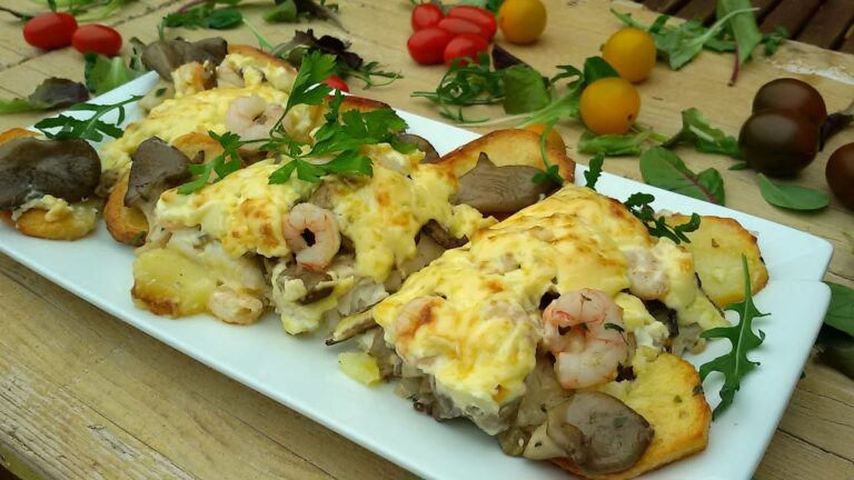 Merluza rellena de gambas y setas