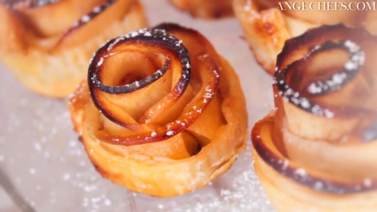 Rosas de manzana y hojaldre con crema pastelera