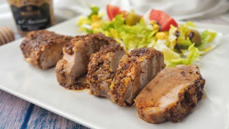Solomillo de ternera al horno con mostaza