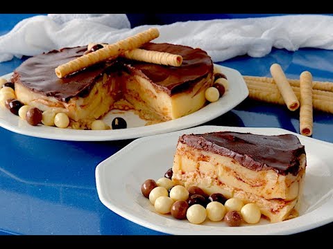 Tarta de galletas con crema pastelera