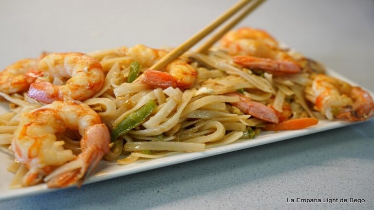 Recetas noodles de arroz con gambas