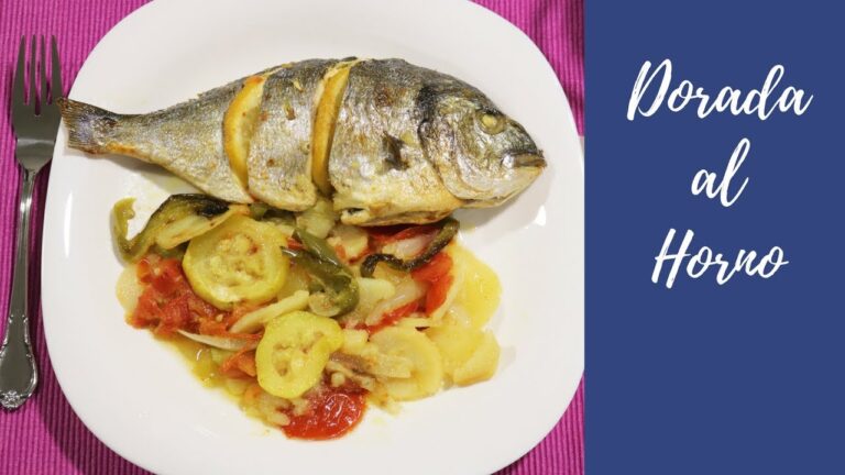 Dorada al horno con patatas y verduras