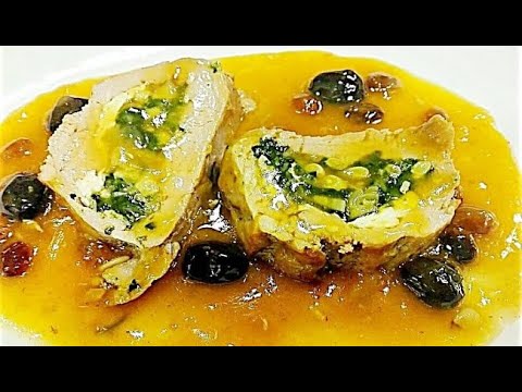 Solomillo relleno al horno con salsa