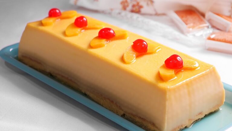 Tarta fría de melocotón con gelatina