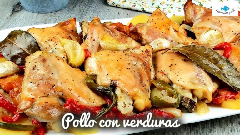 Contramuslos de pollo al horno con verduras