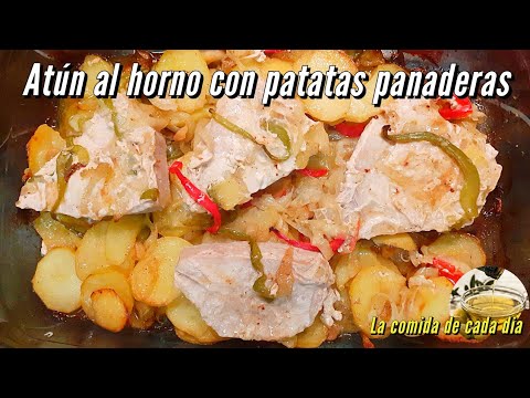 Atun al horno con patatas panaderas