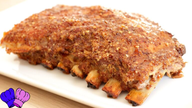 Costillas al horno con miel y mostaza