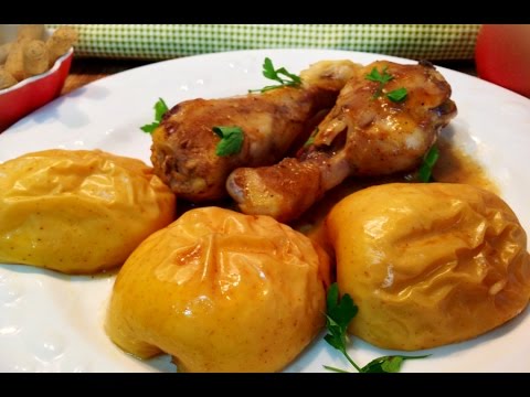 Muslos de pollo al horno con manzana