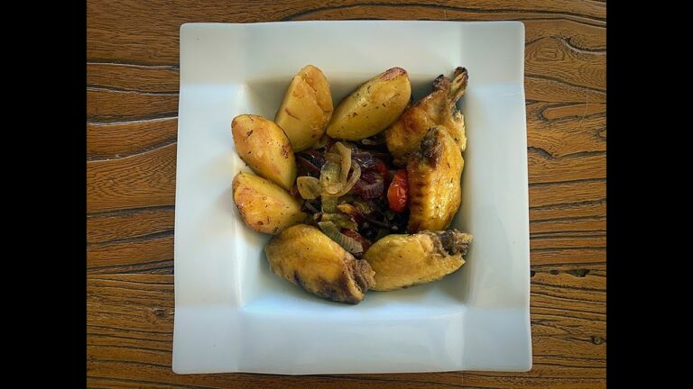 Alitas de pollo al horno con verduras