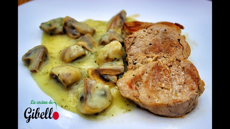 Solomillo con champiñones y vino blanco