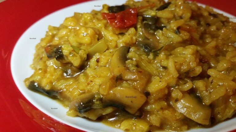 Risotto de champiñones y tomates secos