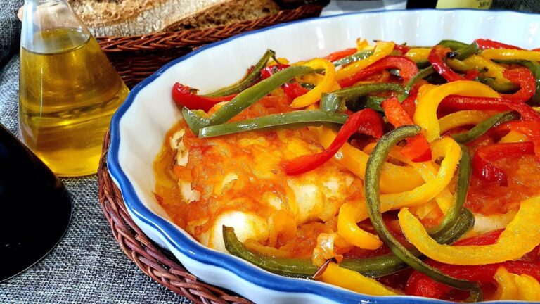 Bacalao al horno con pimientos y patatas