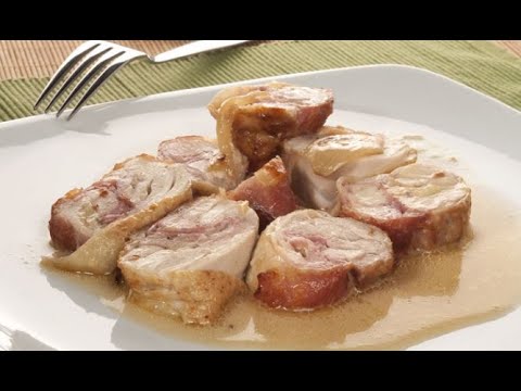 Muslos de pollo rellenos en salsa
