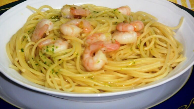 Espaguetis con gambas al ajillo argui&ntilde;ano