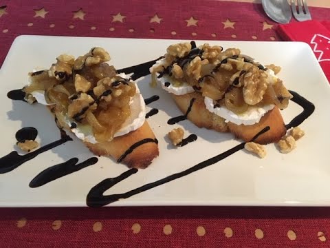 Queso de cabra con cebolla caramelizada