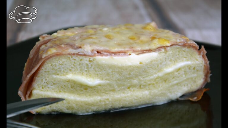Pastel de pan bimbo jamón y queso al horno