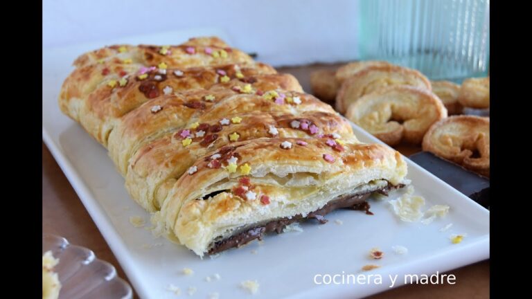 Trenza de hojaldre de chocolate y nueces