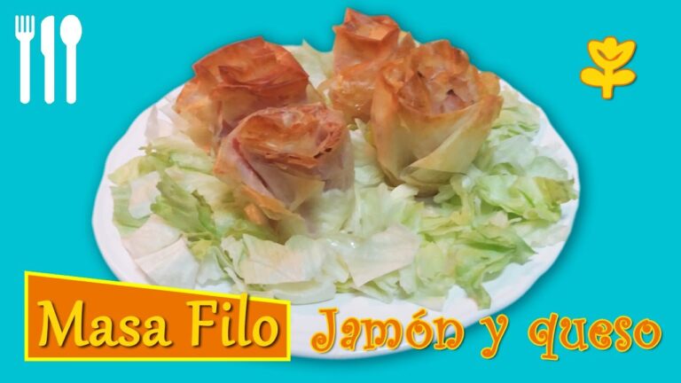 Pasta filo rellena de jamon y queso