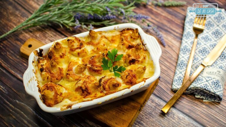 Esparragos gratinados con bechamel y queso