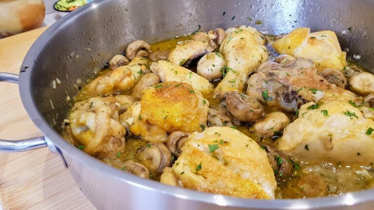 Pollo a la cerveza con champi&ntilde;ones