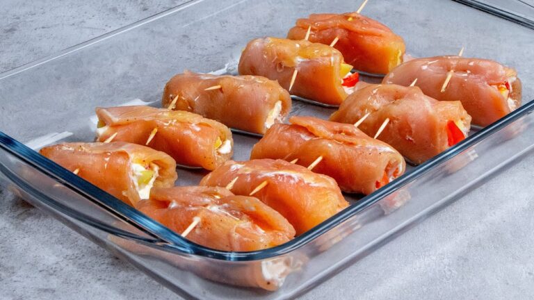 Rollitos de pollo rellenos al horno