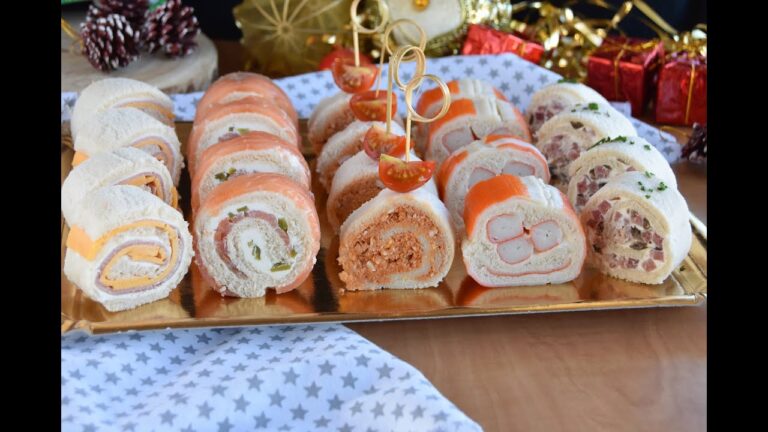 Canapes enrollados de pan de molde
