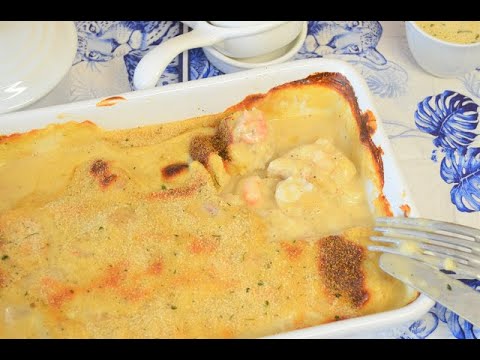 Merluza rellena de gambas y bechamel