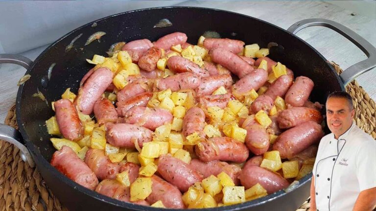 Salchichas a la cerveza con patatas