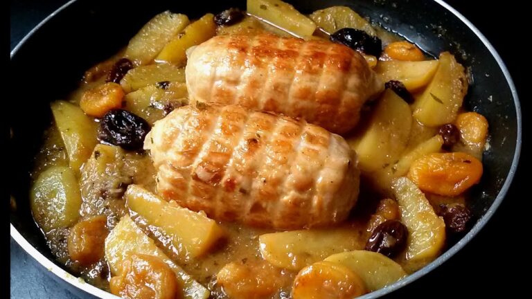 Roti de pollo al horno con patatas