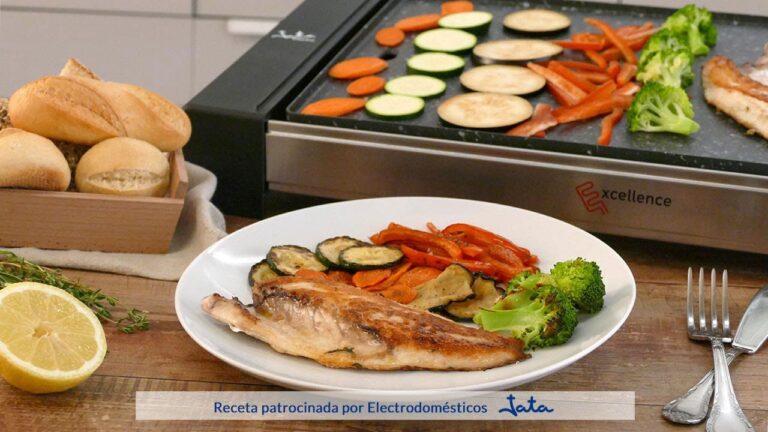 Lubina a la plancha con verduras