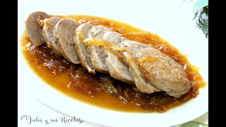 Solomillo de cerdo con cebolla caramelizada