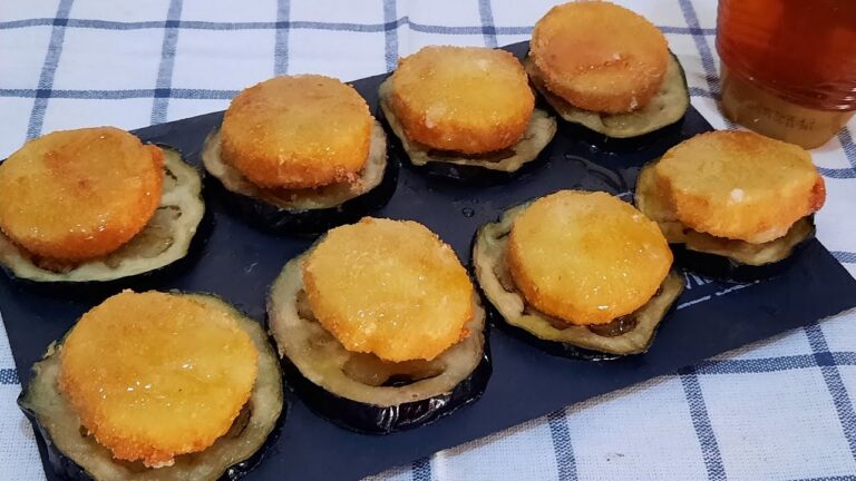 Berenjenas con queso de cabra y miel
