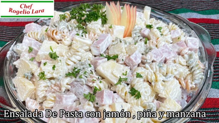 Ensalada de pasta con piña y manzana