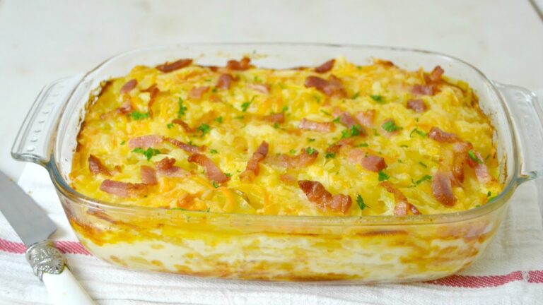 Patatas gratinadas con bacon y queso