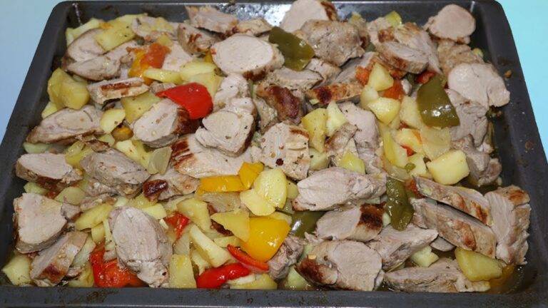Solomillo al horno con patatas y verduras