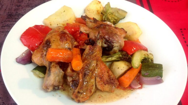 Jamoncitos de pollo al horno con verduras