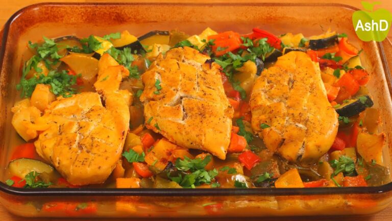 Pechuga de pollo al horno con verduras