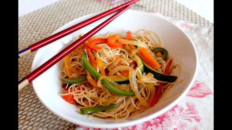 Receta fideos de arroz con verduras