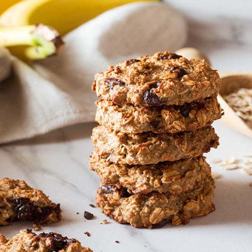 Galletas de avena platano y chocolate