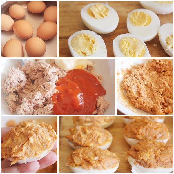 Huevos rellenos de atún y mayonesa