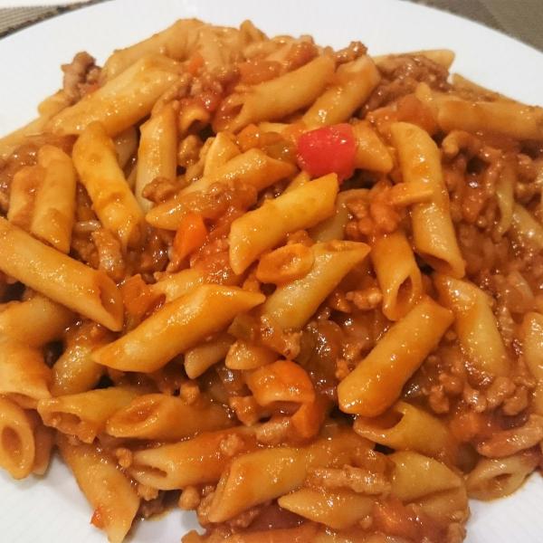 Macarrones con carne picada y queso