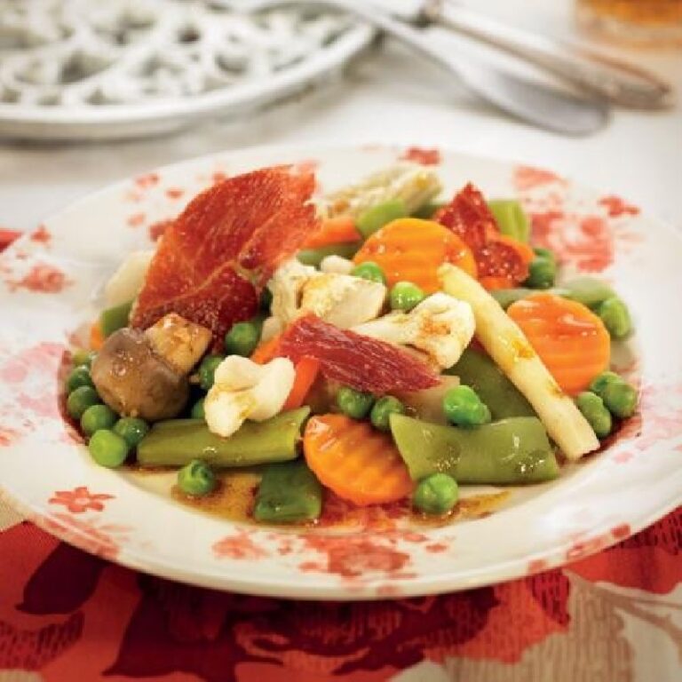Menestra de verduras congeladas con jam&oacute;n