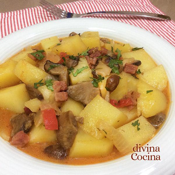 Patatas a la importancia con setas