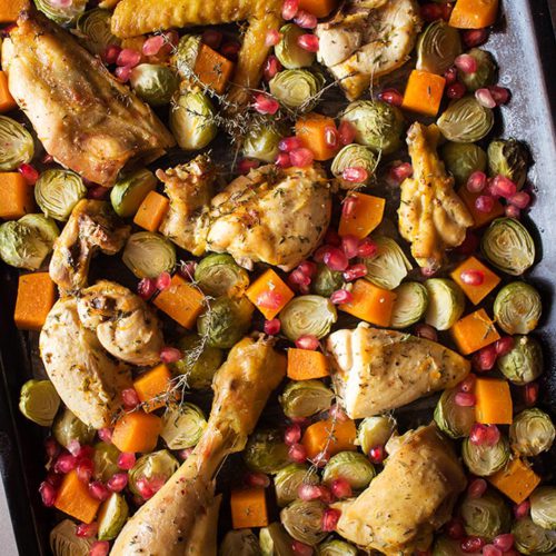 Pollo troceado al horno con verduras