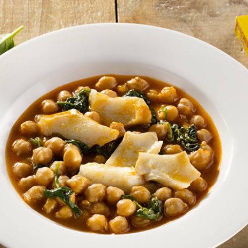 Potaje de garbanzos de bote y bacalao