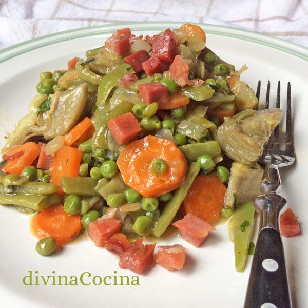 Receta menestra de verduras con carne